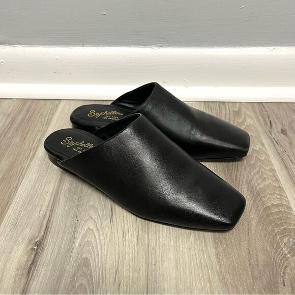 Seychelles Shoes - Seychelles Flats Women’s 6 Vice Black Leather‎ Square Toe Slip On Mule